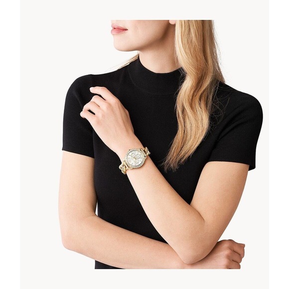 Michael Kors Women's Layton Glitz Gold Tone Stainless Steel 39mm Watch MK4653 - Picture 4 of 4